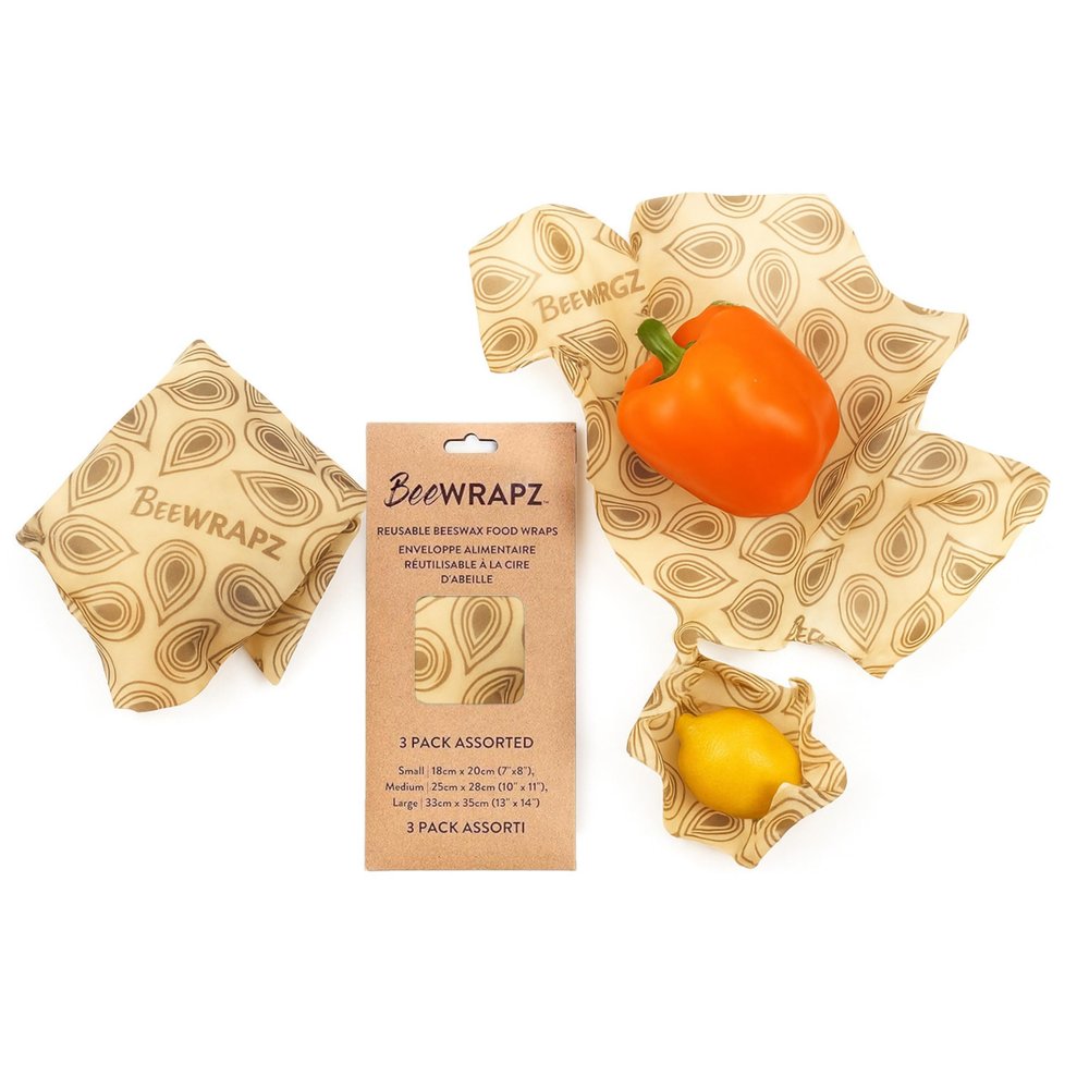 BeeWRAPZ Reusable Beeswax Wraps for Food | Eco Friendly & Organic | Vegan & Plastic-Free Food Storage | Biodegradable |Pack of 3 Beeswax Food Wraps for Wrapping Fruits & Vegetables (Grey)