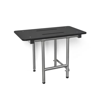 24-inch x 15-inch ADA Bariatric Folding Wall Mount Bathroom Shower Seat Bench with Legs, Matte Black Phenolic Seat