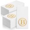 100 Gold Monogram Disposable Napkins - Letter B Hand Towels Decorative, Dinner Napkins for Guest, Monogrammed Hand Towels for Bathroom Wedding Birthday Party Baby Shower view 1