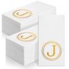 100 Gold Monogram Disposable Napkins - Letter J Hand Towels Decorative, Dinner Napkins for Guest, Monogrammed Hand Towels for Bathroom Wedding Birthday Party Baby Shower view 1