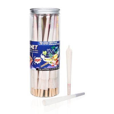 72 Pack Pre Rolled Cones With Pop Flavored Tips, 6 Flavors King Size Rolling Paper (Banana, Blueberry, Strawberry, Grape, Watermelon,Pineapple) (72pack-Mix Flavors)