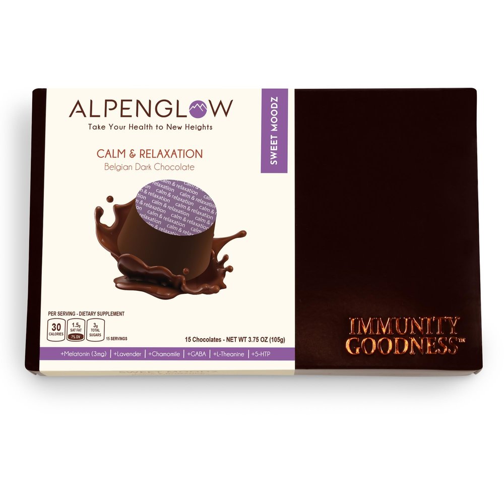 Alpenglow 2 Sets of Calm & Relaxation 15 pcs Chocolate Box with Reusable Tin Packaging, Gourmet Chocolates For Gifting