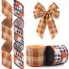 Hying 2 Rolls Fall Ribbons for Wreath Bows Wrapping Gifts, Buffalo Plaid Pumpkin Autumn Ribbon for Gift Wrapping Harvest Thanksgiving Party Decoration DIY Crafts 2.5" X 10 Yards Fall Wired Edge Ribbon view 1