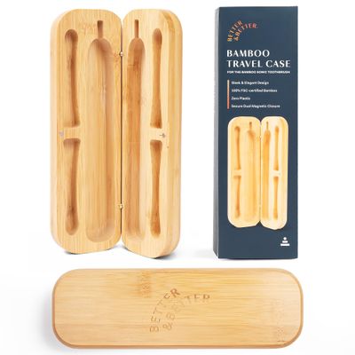 Better & Better Travel Case Designed for the Bamboo Sonic Toothbrush | Fits 2 Replacement Brush Heads & 1 Electric Brush Handle | Natural Bamboo with Dual Magnetic Closure