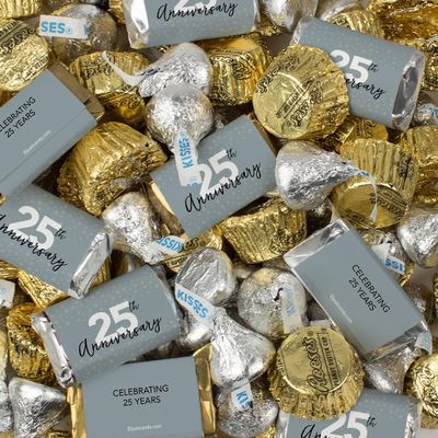 110 Pcs 25th Anniversary Candy Silver Chocolate Party Favors (1.62 lbs, Approximately 110 pieces)