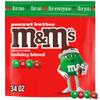 M&M'S Peanut Butter Red & Green Milk Chocolate Christmas Candy Bulk Assortment, Bulk Christmas Candy 34 oz Resealable Bag view 1