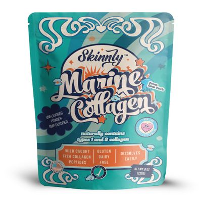 SKINNLY Pure Wild-Caught Marine Collagen Protein Peptides Powder Supplement for Skin Hair Nail Joint - Hydrolyzed Collagen