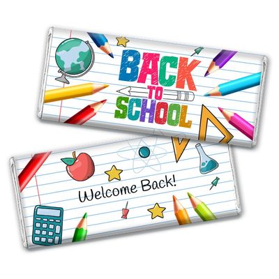 12 Ct Back to School Candy Classroom Supplies Wrapped Chocolate Bars by Just Candy - No Assembly Required