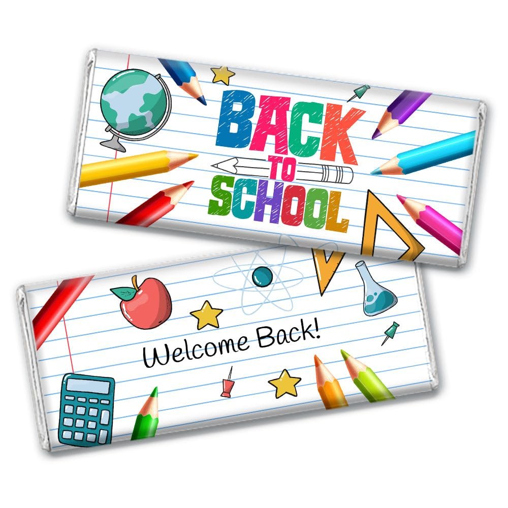 12 Ct Back to School Candy Classroom Supplies Wrapped Chocolate Bars by Just Candy - No Assembly Required