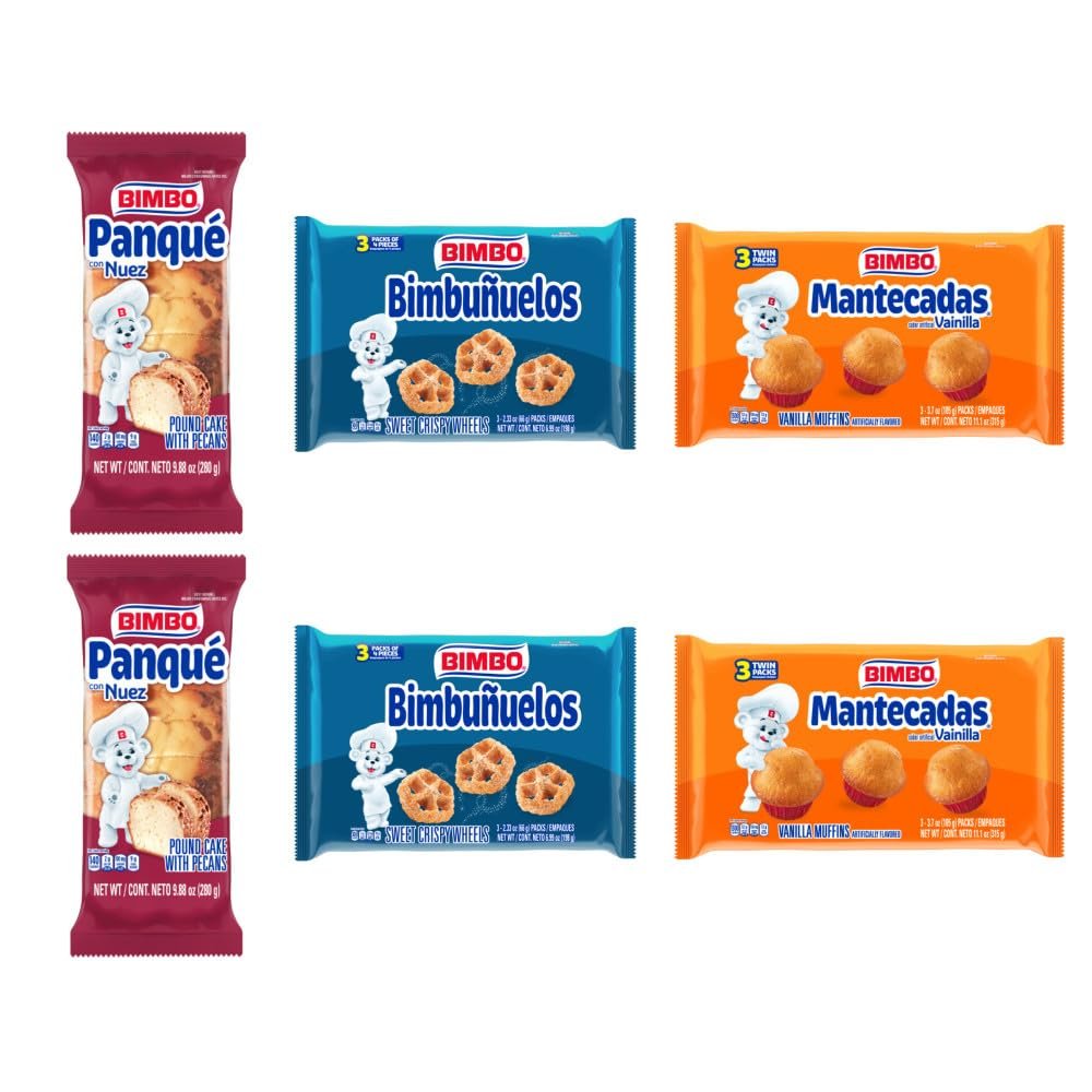 Bimbo Panque, Bimbunuelos and Mantecadas, Variety Bundle, Assorted Mix (Pack of 6)