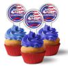 1000 Pack of Custom 4th of July Cupcake Cupcake Toppers, Plastic Personalized Cupcake Picks 2x4 Inches, Custom Text, American Made (Circle Shape) view 1