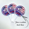 1000 Pack of Custom 4th of July Cupcake Cupcake Toppers, Plastic Personalized Cupcake Picks 2x4 Inches, Custom Text, American Made (Circle Shape) view 2