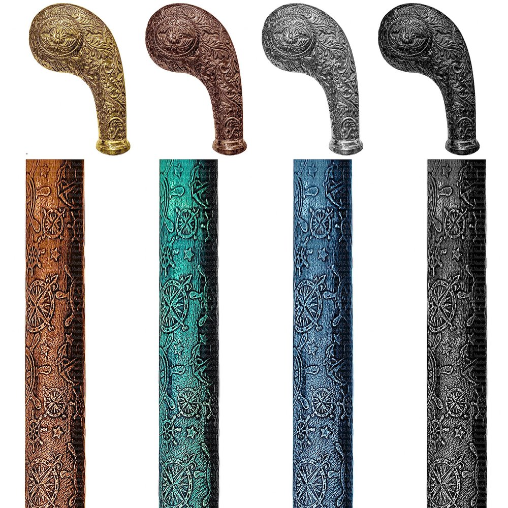 A.A.Nauticals - Wooden Leather Walking Stick Cane for Men and Women-Solid Handle, Handmade Personalized Collapsible (Adjustable, 4 Leather Colors, Multicolor Brass Handle, AANWSL-104) (WSL-01)