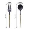 24 Black Gold Disposable 6 in Premium Plastic Cutlery Spoons Forks Set Wedding Party Events Reception Home Decorations Supplies view 4