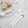 24 Silver Disposable 6 in Premium Plastic Cutlery Spoons Forks Set Wedding Party Events Reception Home Decorations Supplies view 2