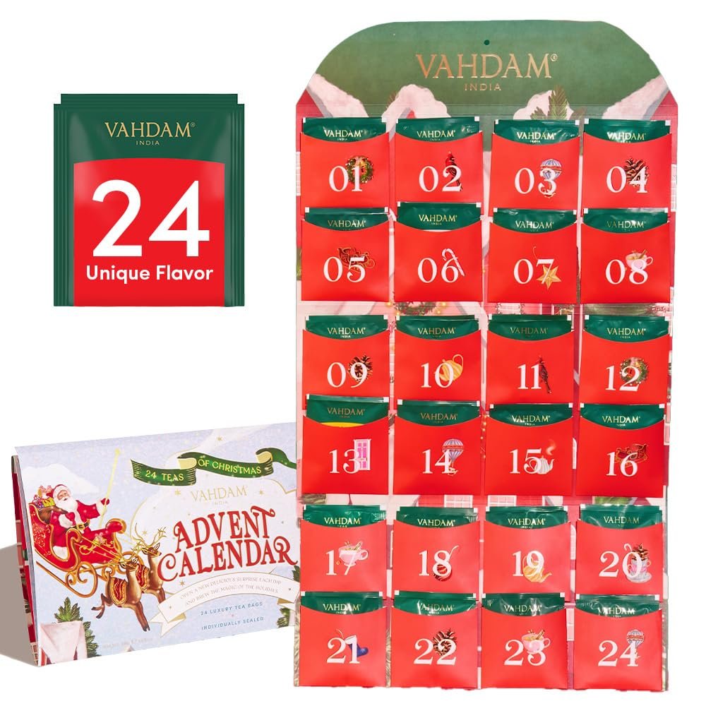 Limited Edition - Advent Calendar 2026 Tea Bags Folding Gift Set | 24 Unique Flavors - Holiday Gift Box | Christmas Advent Calendar 2026 for Adults, Advent Calendar 2026 Adult Women and Men | VAHDAM
