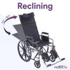 20 Reclining Wheelchair with Elevating Legrests, Headrest Support, Removable Desk Arms, and Rear Anti Tippers - Black - Nylon - 350LB Capacity - Chariot-RC Wheelchair view 2