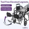 20 Reclining Wheelchair with Elevating Legrests, Headrest Support, Removable Desk Arms, and Rear Anti Tippers - Black - Nylon - 350LB Capacity - Chariot-RC Wheelchair view 4