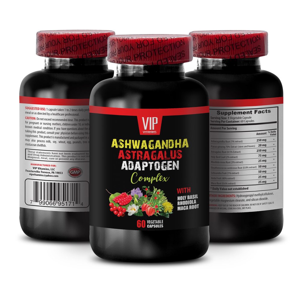 ADAPTOGEN COMPLEX for Hormonal Balance with ASTRAGALUS, ASHWAGANDHA, Maca, Holy Basil, Rhodiola, anax Ginseng, Amla Fruit - Support Vitality and Well-being, Energy Booster, 1 Bottle, 60 Capsules