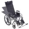 18 Reclining Wheelchair with Elevating Legrests, Headrest Support, Removable Desk Arms, and Rear Anti Tippers - Black - Nylon - 300LB Capacity - Chariot-RC Wheelchair view 1