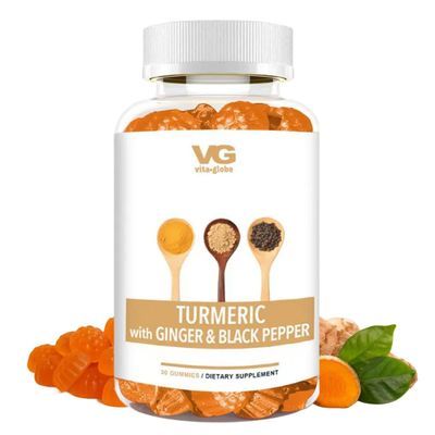 VITA Globe Turmeric Supplement Gummies with Ginger & Black Pepper  250mg Turmeric Extract, Vegan, Non-GMO Herbal Supplement, Daily Wellness Formula  30 Count (Pack of 1)