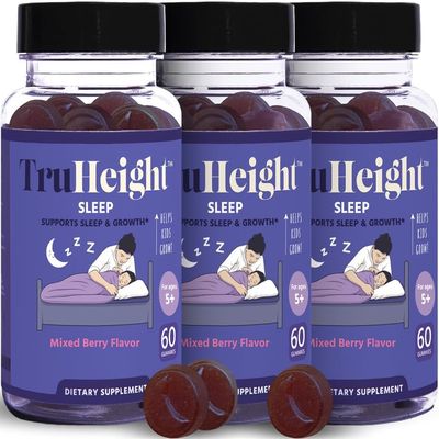 TruHeight Sleep Gummies - Kids & Teen Natural Sleep Aid for Tall & Growing Bodies - Pediatric Recommended Growth - Melatonin Gummy, Ashwagandha, L-Theanine, Lemon Balm - Mixed Berry, Taller Ages 4+
