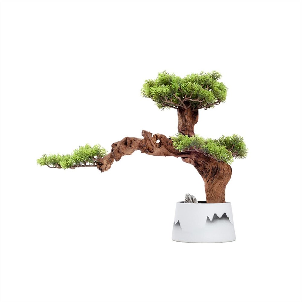 Artificial Trees Artificial Bonsai Tree 21.6in Large Luohan Pine Fake Bonsai Plant Interior Decor Simulation Welcome Pine Bonsai Trees Ceramic Vase Simulated Pine