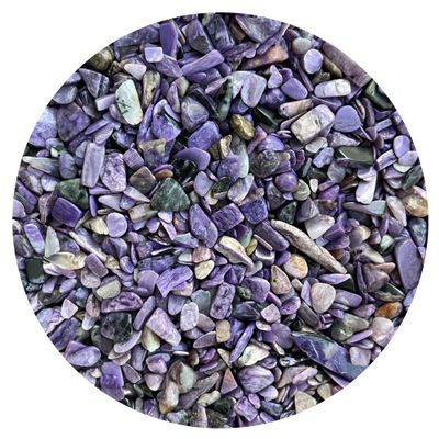 0.5 Pound Natural Semi Tumbled Charoite Gemstone Chips, Charoite Crushed Mini Crystals, Undrilled Crystal Chips (Charoite)