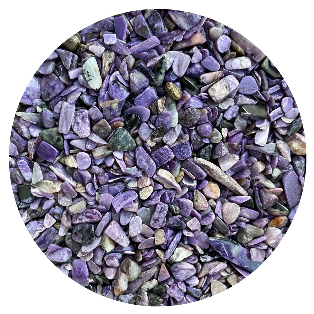 0.5 Pound Natural Semi Tumbled Charoite Gemstone Chips, Charoite Crushed Mini Crystals, Undrilled Crystal Chips (Charoite)