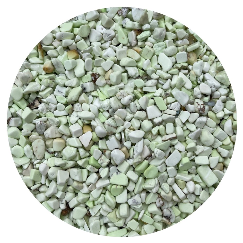 GAF TREASURES 0.5 Pound Natural Semi Tumbled Lemon Chrysoprase Gemstone Chips, Lemon Chrysoprase Crushed Mini Crystals, Undrilled Crystal Chips (Lemon Chrysoprase)