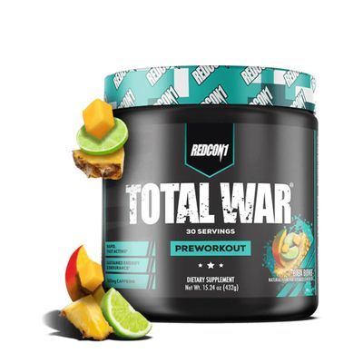 REDCON1 Total War Pre Workout, Baja Bomb - Beta Alanine + Citrulline Malate Keto Friendly Preworkout for Men & Women with 320mg of Caffeine - Fast Acting (30 Servings)