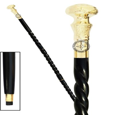 Nautical Walking Stick Men & Women Canes and Wooden 37 inch Handle Golden Natural Wood Rosewood Stick Best for Gift Black XFMX