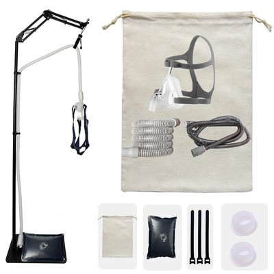 CPAP Hose Holder Stand with Adjustable Angle Height, CPAP Mask Hook - Metal Structure for Secure Support - Prevent Hose Tangles and Air Leakage, 5.8 ft Maximum Height