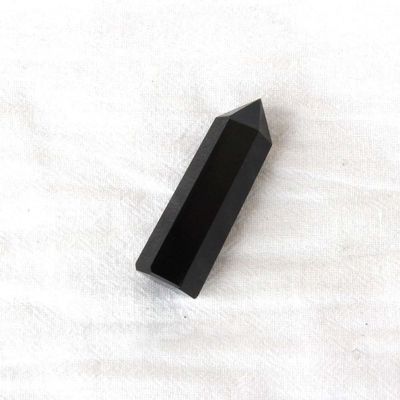 AtkitS Natural Crystal Amethyst Point Wand Rose Quartz Healing Gem Energy Ore Mineral Crafts Home Decoration Gift (Color : Obsidian, Size : 6-7cm)