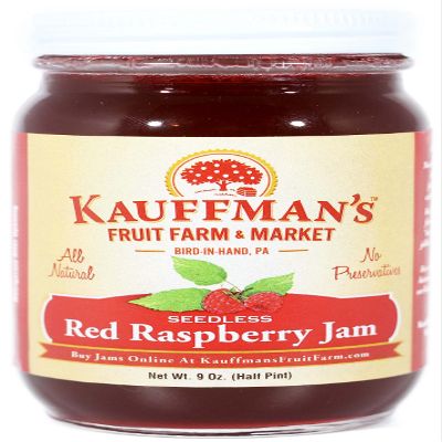 Kauffman Orchards Seedless Red Raspberry Jam, All Natural, No Preservatives, 9 Oz. (Pack of 2)