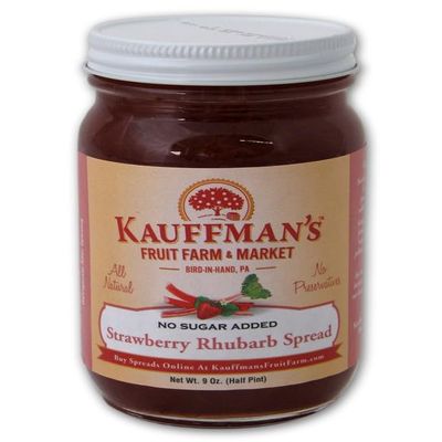 Kauffman Orchards Strawberry Rhubarb Fruit Spread, All Natural, No Preservatives or Granulated Sugar Added, 9 Oz. (Pack of 2)