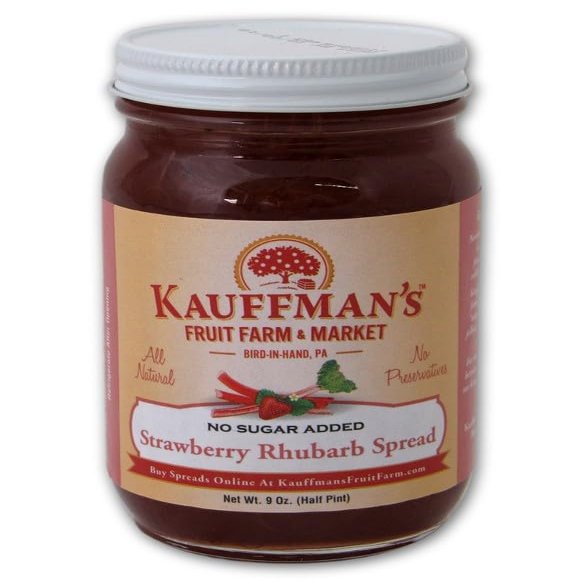 Kauffman Orchards Strawberry Rhubarb Fruit Spread, All Natural, No Preservatives or Granulated Sugar Added, 9 Oz. (Pack of 2)