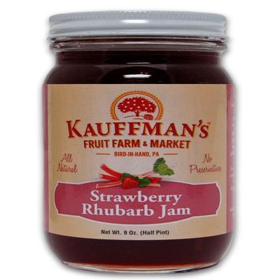 Kauffman Orchards Strawberry Rhubarb Jam, All Natural, No Preservatives, 9 Oz. (Pack of 2)