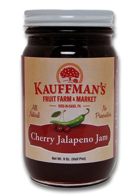 Kauffman Orchards Cherry Jalapeno Jam, All Natural, No Preservatives, 9 Oz. (Pack of 2)