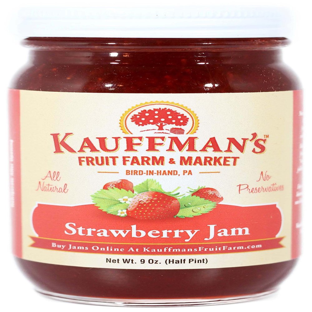 Kauffman Orchards Strawberry Jam, All Natural, No Preservatives, 9 Oz. (Case of 12)