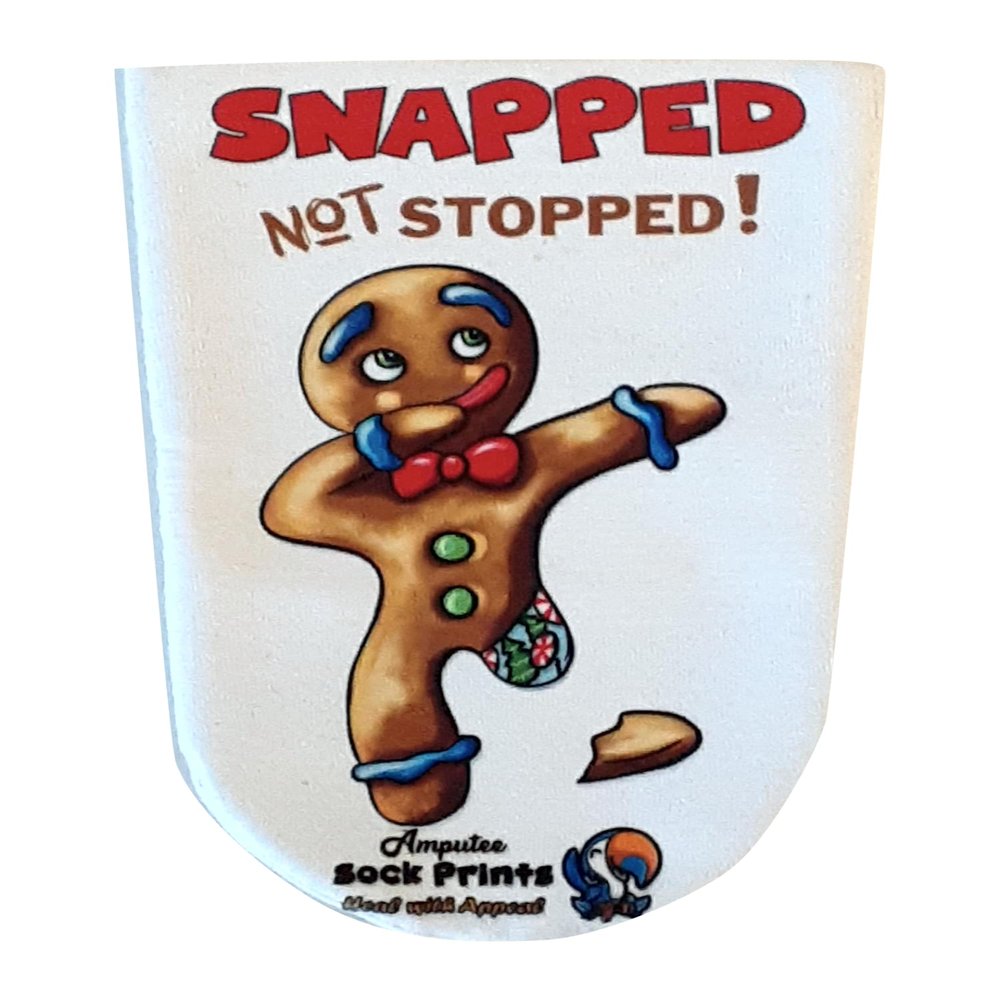 Heal with Appeal Amputee stump sock, gingerbread man snapped V1, 3Ply stump sock