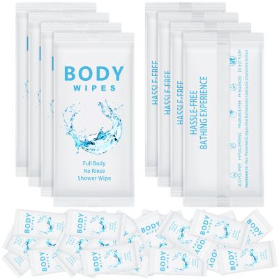 Treela 300 Pcs Large Body Wipes Bulk Deodorant Travel Size for Homeless Care Package Supplies Individually Wrapped Adults Bathing No Rinse Wet Wipes Men Women Hygiene Items(7.09" X 9.84",White)