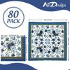 AnyDesign 80 Pack Navy Blue Floral Paper Napkins Blue White Flower Disposable Luncheon Napkins Gold Frame Dessert Dinner Hand Napkin for Home Kitchen Wedding Birthday Baby Shower, 6.5 x 6.5 Inch view 2