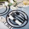 I00000 350 Pcs Clear and Black Plastic Plates,Black Dinnerware Set, Include 50 Dinner and 50 Dessert Plates,50 Plastic Cups,50 Pre Rolled Napkins with Cutlery for Party view 2
