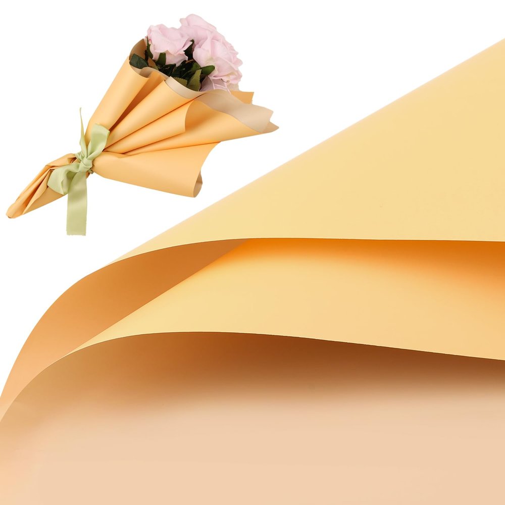LUTER 20 Sheets Flower Wrapping Paper, 22.8x22.8 inch/58x58cm Floral Bouquet Wrapping Paper Double Sided Color Flower Packing Paper for Wedding Graduation Valentine's Day(Champagne & Milk Tea Color)