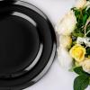 PULOTE 100PCS Black Plastic Plates Disposable - Premium Heavy Duty 50 Black Dinner, 50 Dessert/Salad Plates - Ideal for Party, Halloween view 3