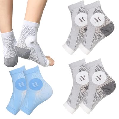 Cyxunand Upgraded Neuropathy Socks 3 Pairs for Women Men,Soothe Relief Ankle Compression Sock 15-20 mmHg (US, Alpha, X-Large, Regular, Regular, (2Gray+1Blue))