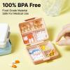 1 Pack Travel Pill Organizer,Portable Daily Pill Box,7 Grid Compartments Weekly Pill Case with Lables,Mini Medicine Organizer Box,Compact Pocket Pharmacy for Purse Vitamin Fish Oil Container (Pink) view 3