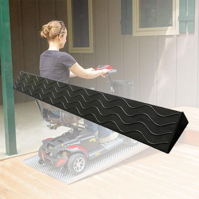 1-10.5cm Height Threshold Ramp,Indoor Kerb Ramp,Rise Curb Ramp Portable Wheelchair Ramps,Non-Slip,Door Step Accessible Channel for Sweeping Robot,Black/Grey (Color : Black, Size : 1x7cm(0.4x2.8in))