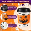 Umigy 100 Pack Halloween Disposable Coffee Cups 12 oz Paper Coffee Cups with Dome Lids and Sleeves Hot Cold Beverage Coffee Juice Drinking Cups for Halloween Party Decoration (Bat Style) view 4